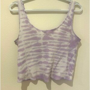 PacSun Purple and Whire Tie-Dye Crop Top